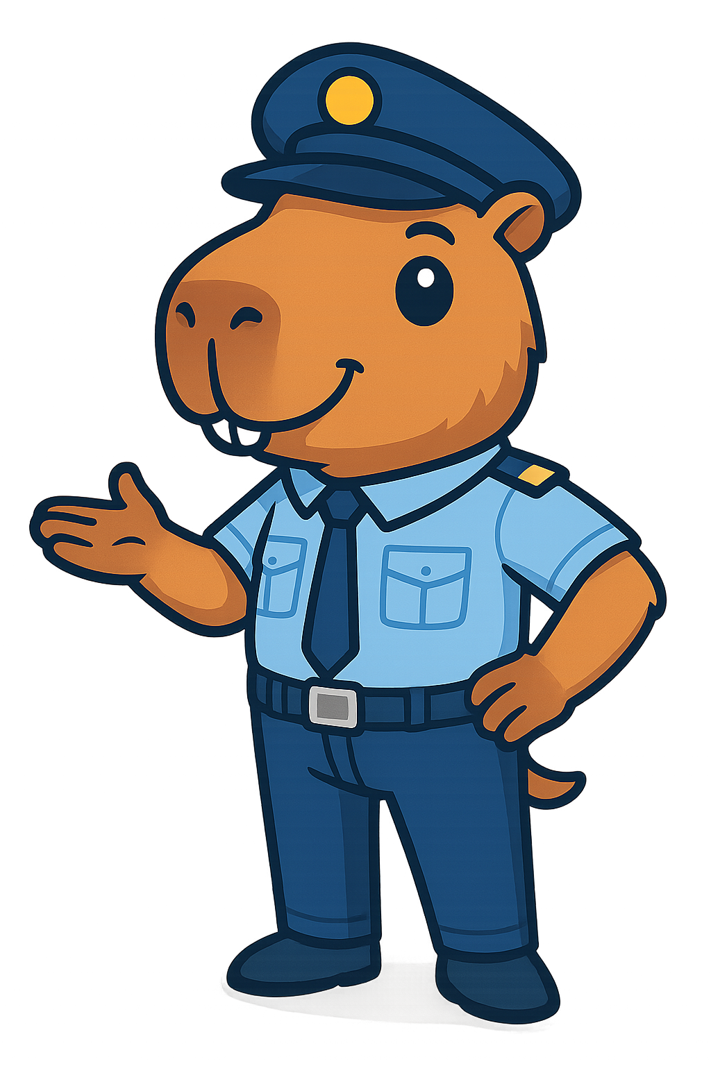 Capivara guarda de tr�nsito apontando
