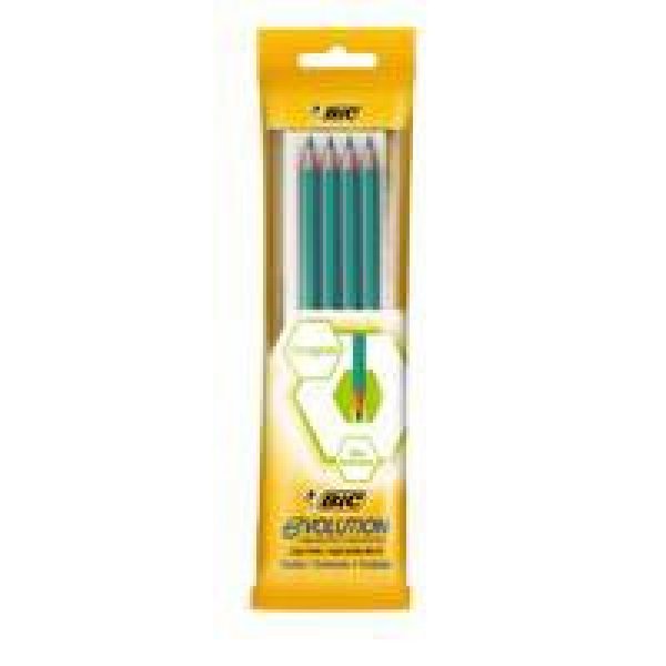 LÁPIS PRETO HEXAGONAL - BIC EVOLUTION - 2HB - SEM BORRACHA - COM 4 UNIDADES