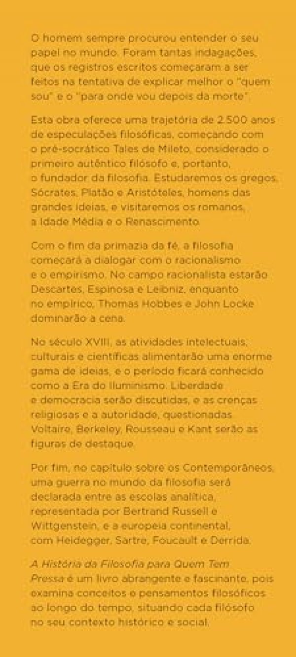 A HISTÓRIA DA FILOSOFIA PARA QUEM TEM PRESSA