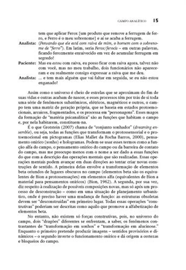 Campo Anal�tico: Um Conceito Cl�nico