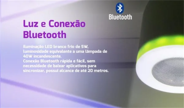 Caixa De Som Bluetooth Lampada Led - Branca
