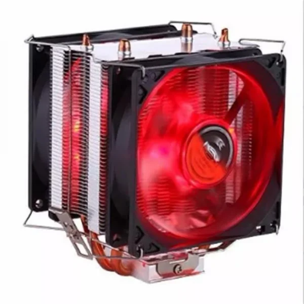 Cooler de Processador Intel / AMD  Duplo Fans Vermelho Dx-9100D