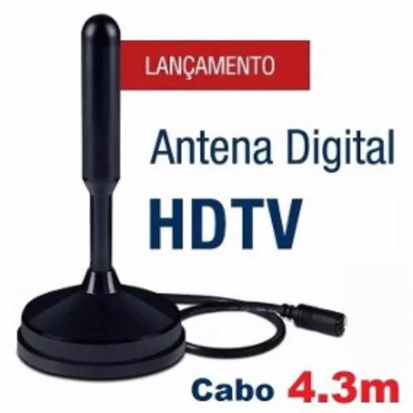 Antena Tv Digital Base Com Im, Fio Com 3 Metros