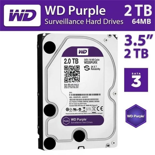 HD DVR CFTV 2 Tera Western Digital Purple Wd22Purz