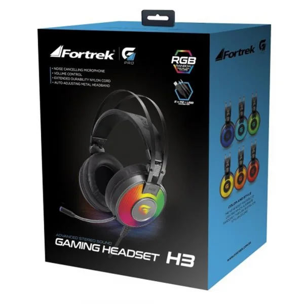 Fone de Ouvido Headset Gamer Com Microfone Fortrek G Pro H3 RGB Cinza