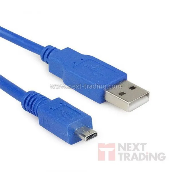 Cabo USB Macho Para Mini USB 8 Pinos  Azul 1 Mts