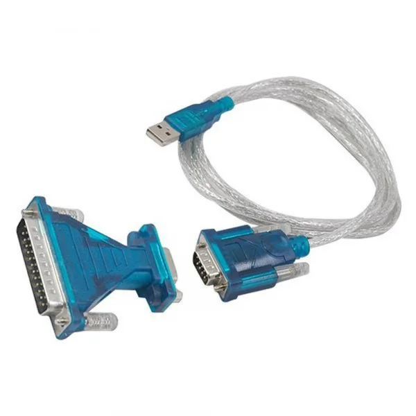 Cabo USB x Serial (Db09 Macho) + Adapt Serial (Db09 Femea) x Db25 Macho Ad0204