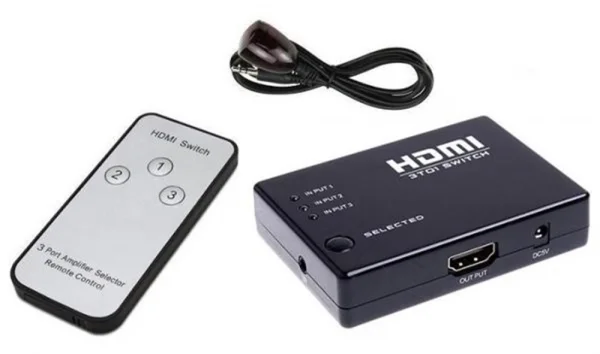 Switch Splitter HDMI 3 Entradas x 1 Sada com Controle Remoto