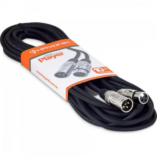 Cabo para Microfone XLR(F) X XLR(M) 10m PLAYER Preto HAYONIK