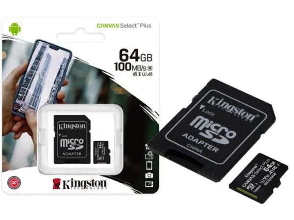 Cartao de Memoria microSD 64Gb Kingston com adaptador Canvas