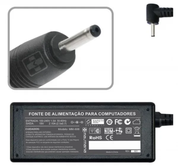 Fonte Para Notebook Asus 19V 2.1A Plug 2.5x0.7mm