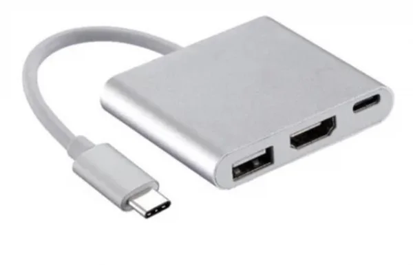 Adaptador Conversor USB-C x HDMI / USB-C Femea / USB3.0