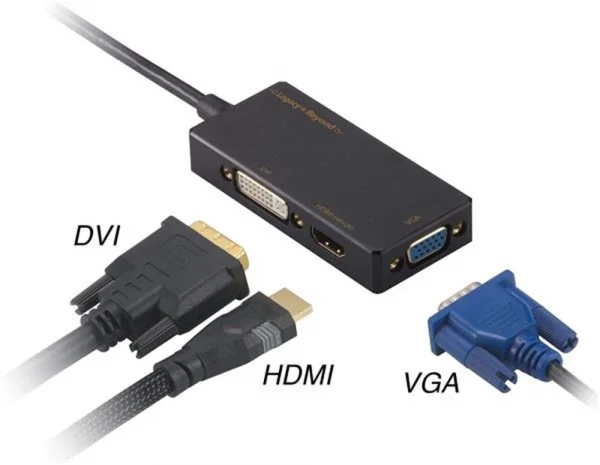 Adaptador Conversor 3 em 1 Mini DisplayPort x Hdmi / Dvi / Vga