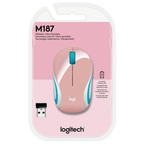 Mouse Sem Fio Logitech M187 Rosa