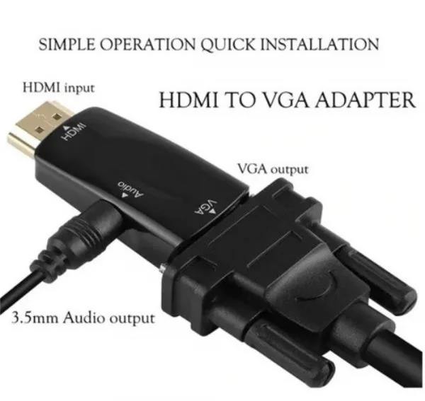 Adaptador de Video Hdmi Macho x VGA Femea + Audio