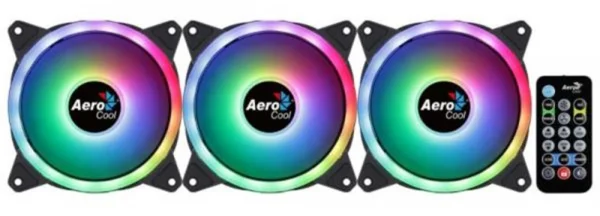 Cooler 120X120X25mm KIT com 3 Fans Aerocool Pro Duo 12 ARGB + Hub + Controle