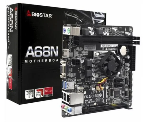 Placa Me AMD Biostar A68N-2100K Processador E1-6010 Integrado DDR3 HDMI VGA