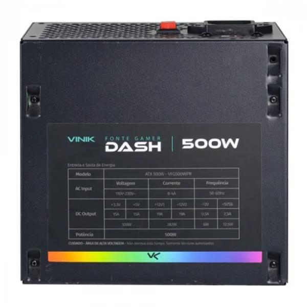 Fonte ATX Gamer 500W Vinik Dash RGB VFG500WPR