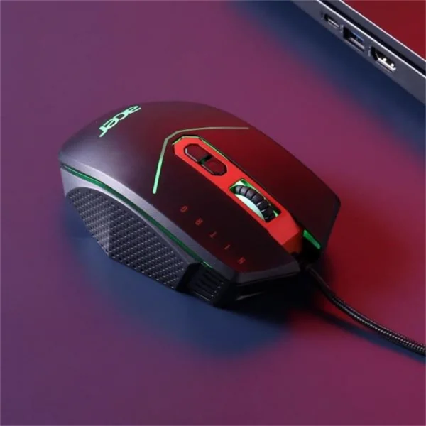 Mouse USB Gamer Acer Nitro NMW120 Preto e Vermelho