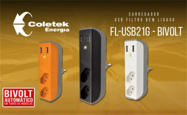 Filtro de Linha C3Tech 2 Tomadas Com Carregador USB Bem Ligado