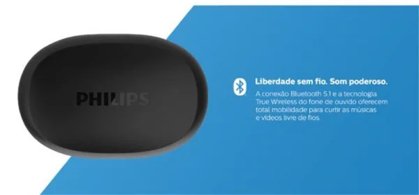 Fone de Ouvido Bluetooth Intra-Auricular TAT1235BK/97 Preto PHILIPS