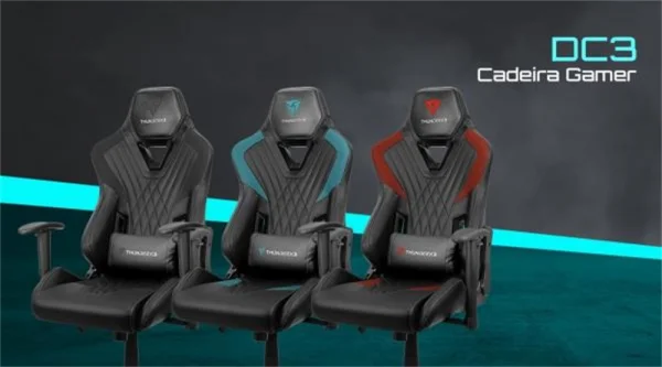 Cadeira Gamer ThunderX3 DC3 Preta e Ciano