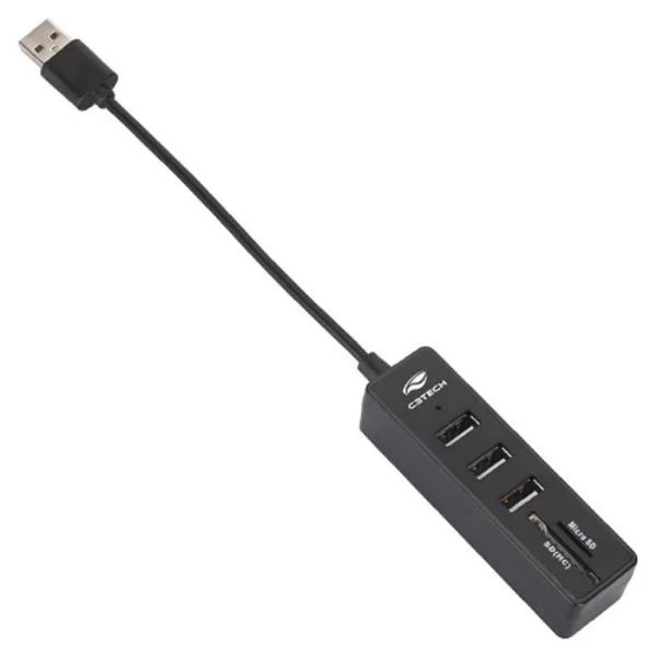 HUB USB 3 Portas + Leitor de Carto SD / Micro SD C3Tech HU-L200BK