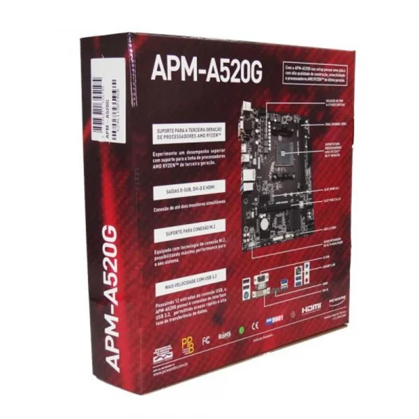 Placa Me AMD AM4 PcWare APM- A520G DDR4 HDMI / DVI / VGA