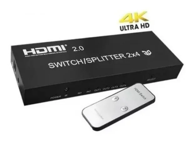 Switch Splitter HDMI - 2 Entradas x 4 Sadas