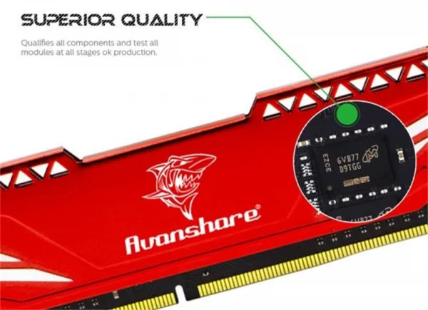 Memoria para Desktop DDR3 8GB 1600Mhz Gamer Vermelha Haet Sink Avanshare Hynix