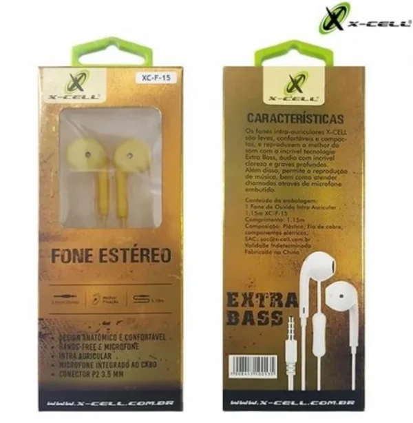 Fone de Ouvido Auricular Earpods Flex Gold Color XC-F-15