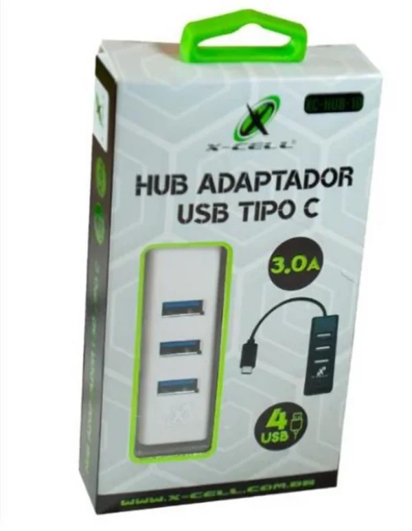 Hub USB-C x 4 Portas USB 3.0 X-Cell XC-HUB-10 - Branco