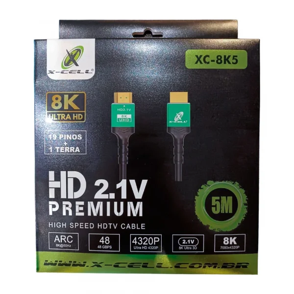 Cabo HDMI 5 Metros 8K Flex Gold XC-8K5