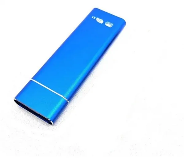 HD SSD Externo Portatil de 1TB Usb 3.1 M.2 Duex Case Azul, Preto e Prata