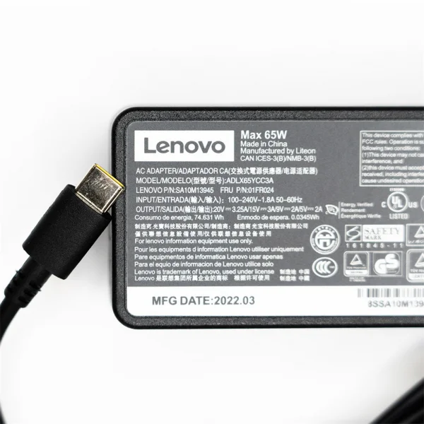 Fonte para Notebook Lenovo 20V 65W Plug USB-C Original
