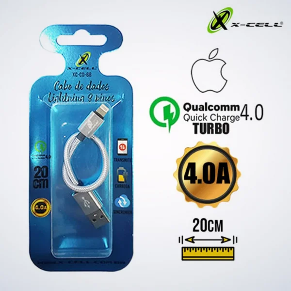 Cabo para Celular USB x IOS Iphone 20cm Flex Gold XC-CD-68