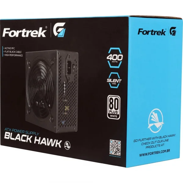 Fonte ATX Fortrek Gamer 400W Black Hawk 80 Plus White