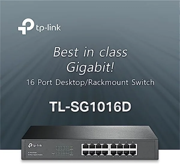 Switch 16 Portas Gigabit (100/1000Mbps) TP-Link TL-SG1016D