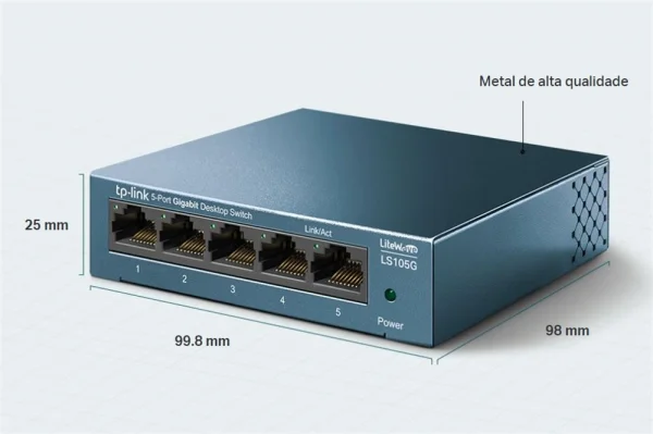 Switch 05 Portas Gigabit (100/1000Mbps) TP-Link LS105G