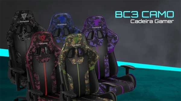 Cadeira Gamer ThunderX3 BC3 Cinza Camuflada Black Hawk