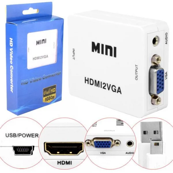 Adaptador Conversor HDMI para VGA Branco