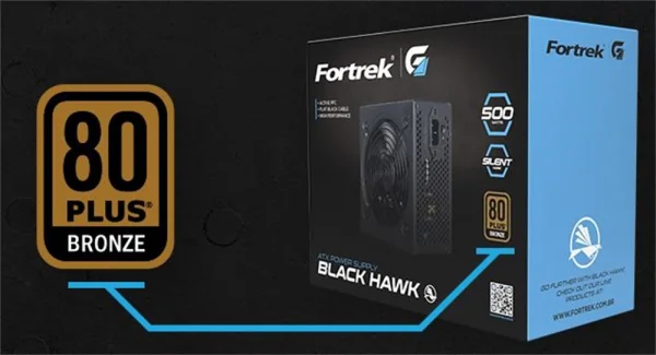 Fonte ATX Fortrek Gamer 500W Black Hawk 80 Plus Bronze SEM CAIXA RB