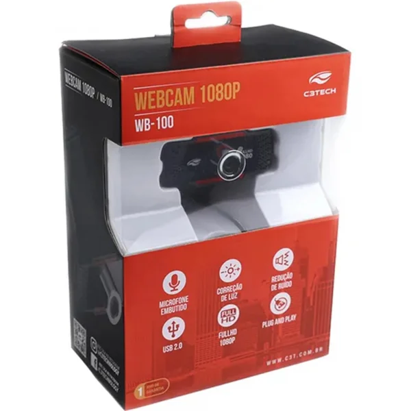 Webcam Full HD 1080P C3Tech WB-100BK Preto
