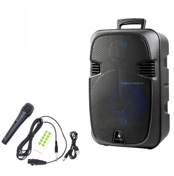 Caixa de som Bluetooth 100W Com Microfone e Rodinha KTS-1202