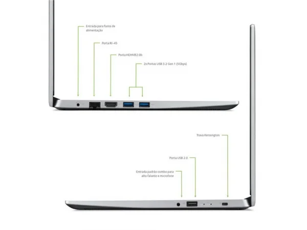 Notebook Acer Aspire 3 | Intel Celeron N4500 4GB 128GB SSD Tela 14