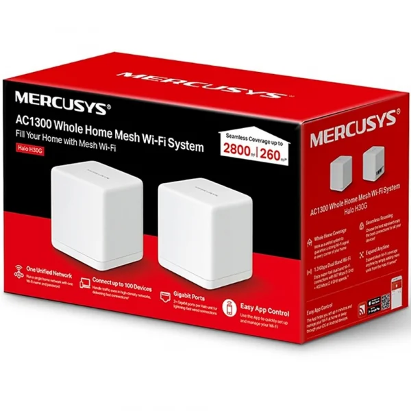 Roteador Wireless WiFi Mesh AC1300 Halo Mercusys H30G MCS0031 2 unidades