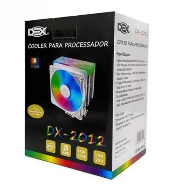 Cooler de Processador Intel e AMD DEX DX-2012 RGB Fan Branco