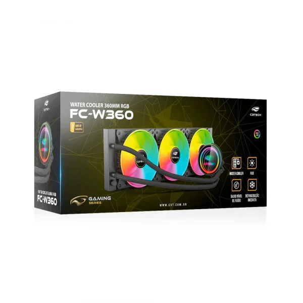 Water Cooler 360mm RGB C3tech Gaming FC-W360RGB Preto