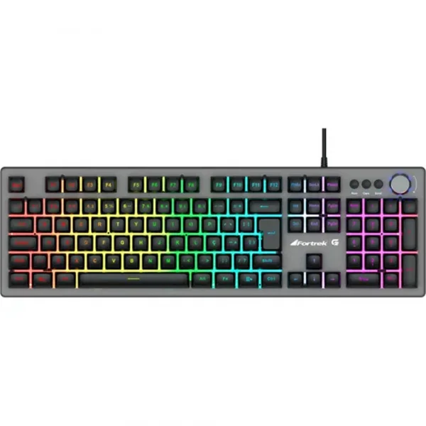 Teclado Gamer USB Fortrek Holt Grafite Rainbow