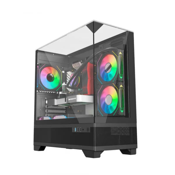 Gabinete Liketec Gamer Mahal Dark Preto com Kit Fan Cubo Disign